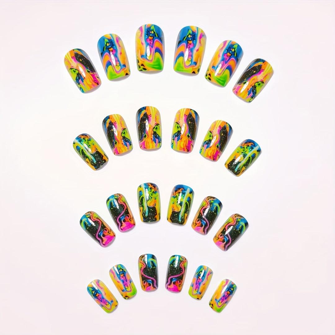 Artificial Nails In Dramatic Color Rush Stornfield