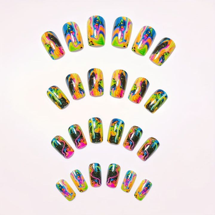 Artificial Nails In Dramatic Color Rush Stornfield