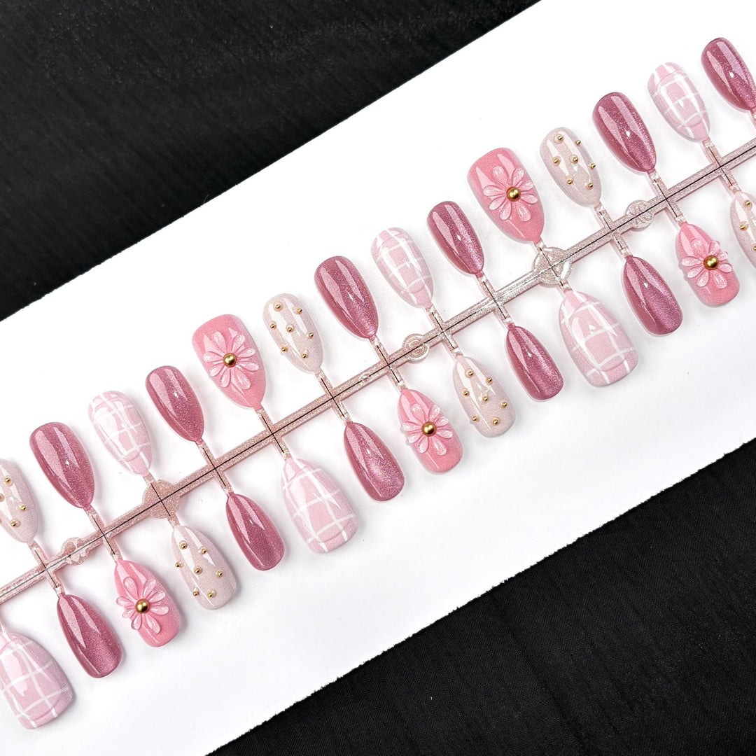 Decorative Press-On Nail Set with Unique Artistic Designs