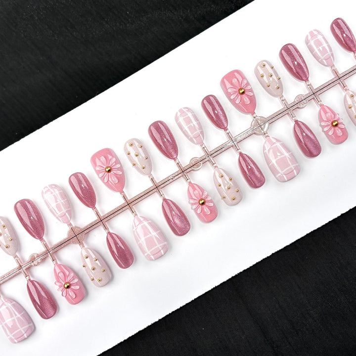 Decorative Press-On Nail Set with Unique Artistic Designs