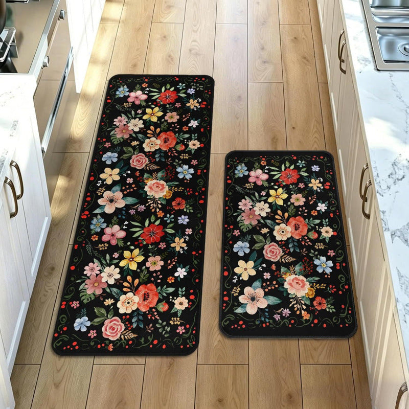 Floral Patterned Kitchen Runner Mat