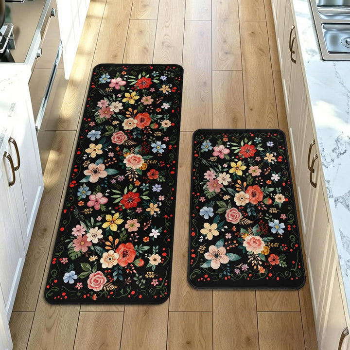 Floral Patterned Kitchen Runner Mat