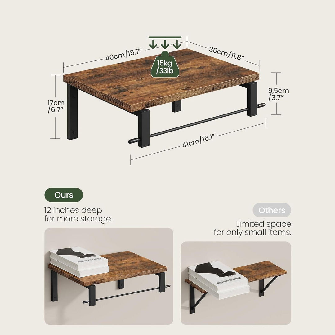 Wall shelf with industrial wood-metal design Stornfield