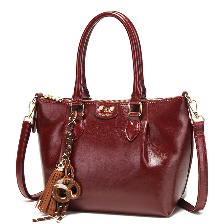 Stylish Leather Handheld Tote Bag