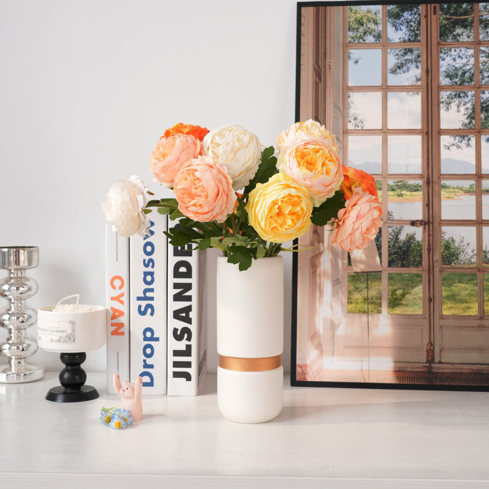 Lifelike Faux Peony Floral Stem Arrangement