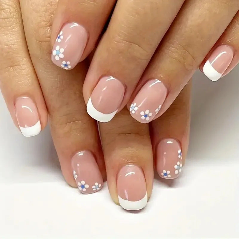 Floral French Tip Acrylic Nail Enhancements Stornfield