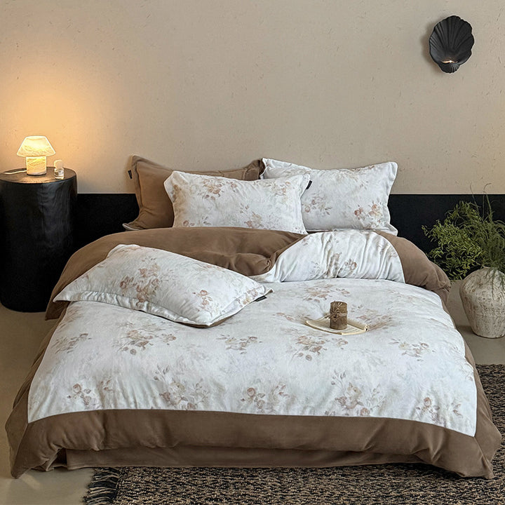 Watercolor Butterfly & Floral Brushed Microfiber Duvet Cover Set