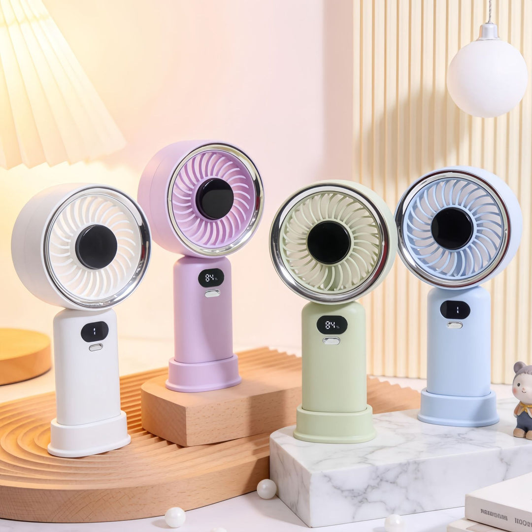 Ladies Portable Hand Fan with LCD Display and Variable Speed Control Stornfield