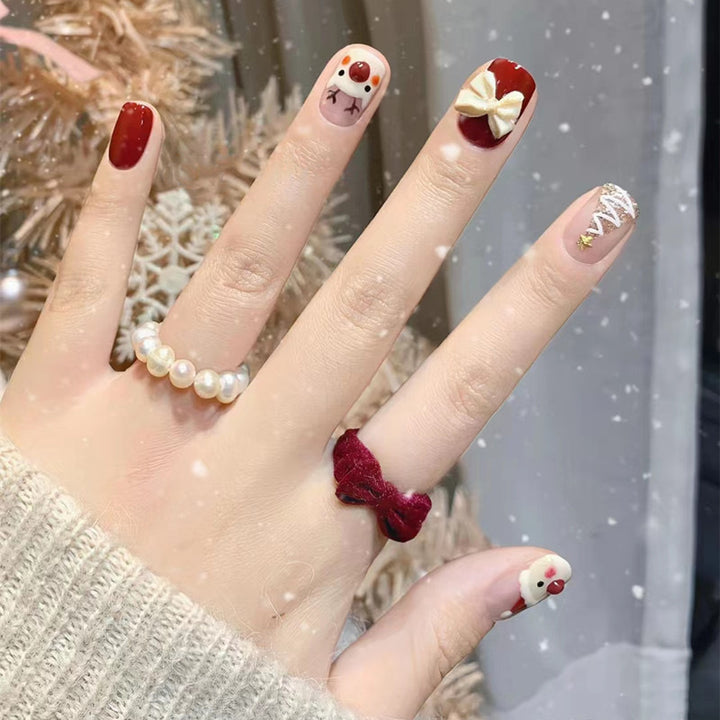 Festive Winter-Themed Press-On Nail Set Stornfield