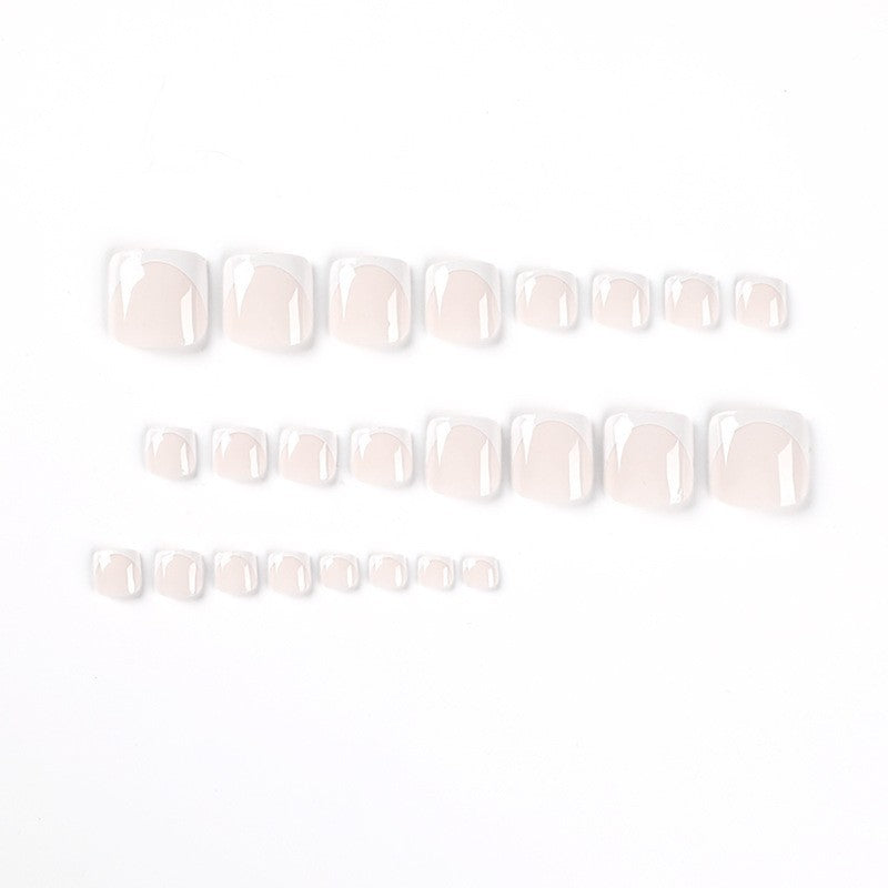 Premium French Tip Press-On Toe Nails Stornfield