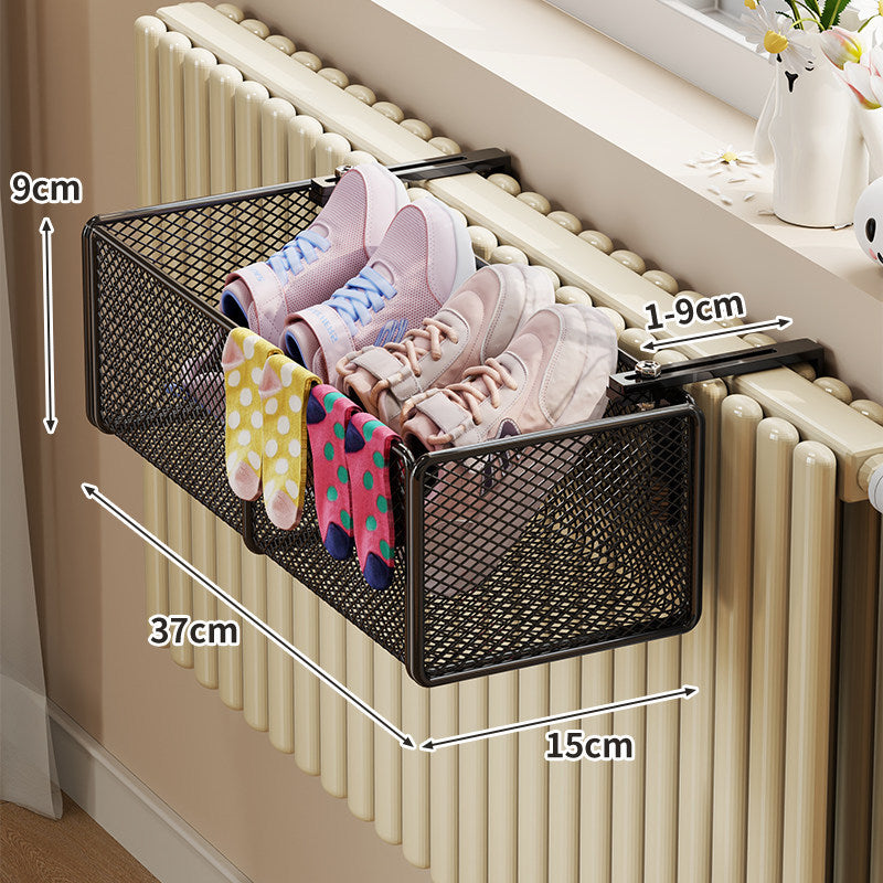 Radiator-Mounted Mesh Shoe & Sock Drying Basket with Adjustable Clamp