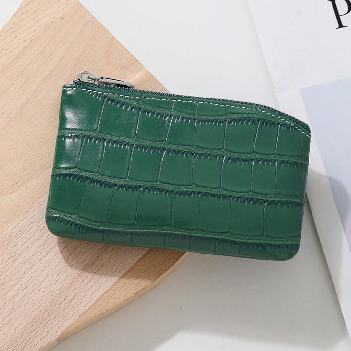 Textured Leather Zippered Card Holder