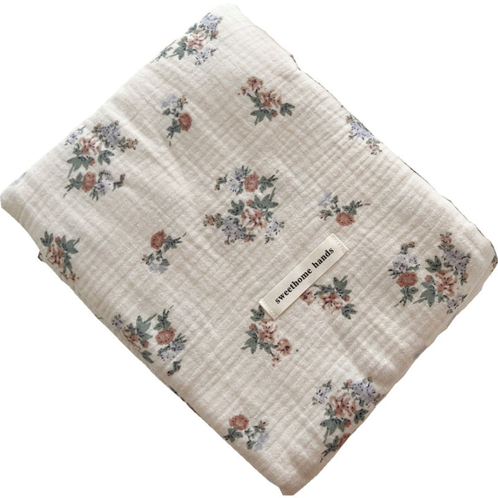 Unisex Cotton Muslin Blanket with Floral Design and Ruffle Details Stornfield