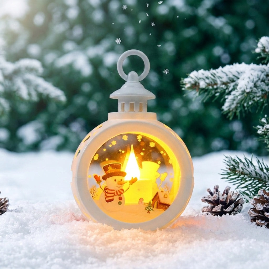 Christmas lantern with LED flame and festive design