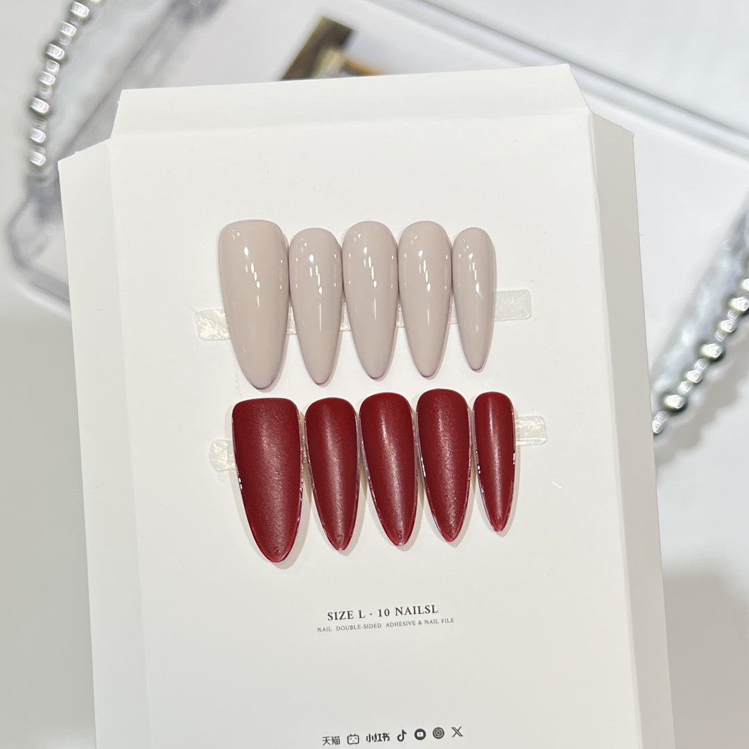 Stiletto Press-On Nail Art Set with Elegant French Tips Stornfield