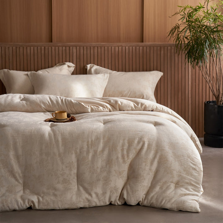 Reversible Jacquard Linen-Blend Duvet Cover Set with Hidden Zipper and Deep Pockets