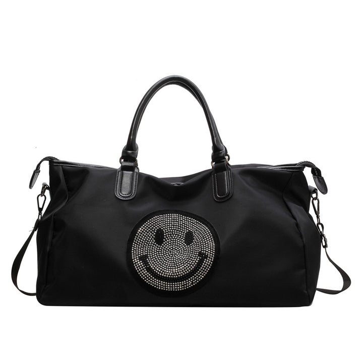 Fashionable Multi-Pocket Smile Print Duffle Bag Stornfield