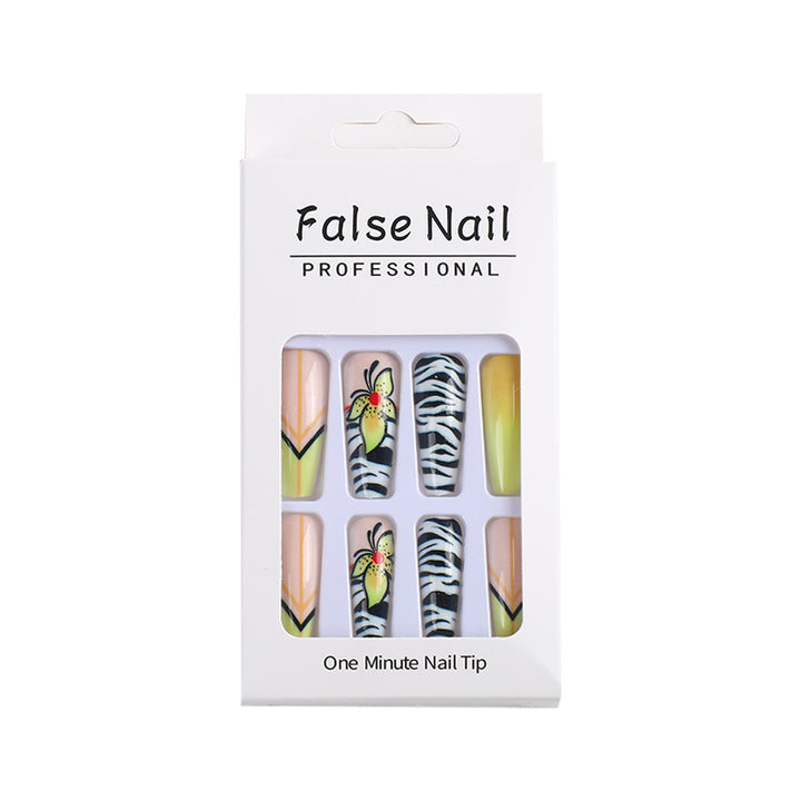 Creative press-on nails with flower and animal designs Stornfield