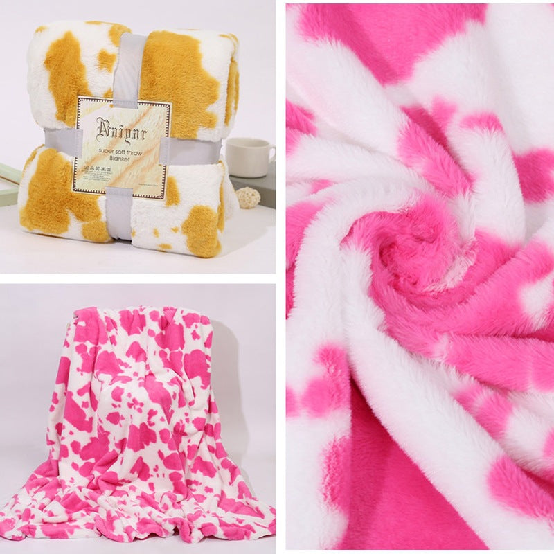 Ultra-Soft Cow Print Fleece Throw Blanket