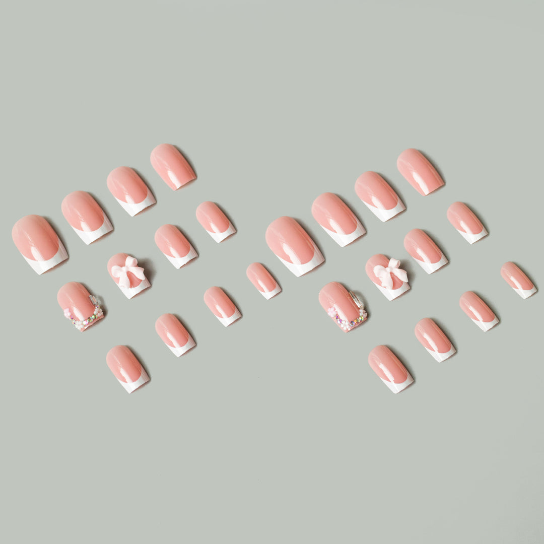 Elegant Floral Bow Nail Art Set