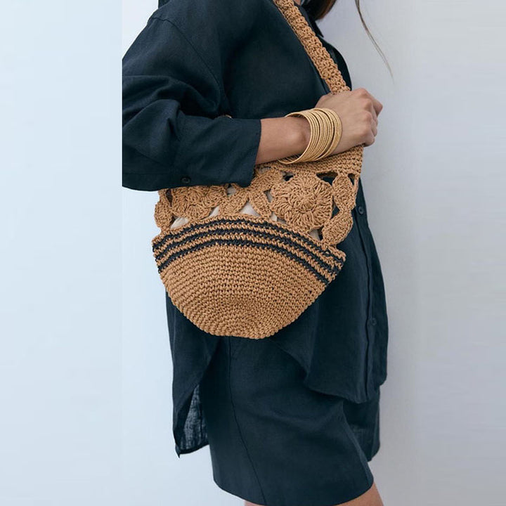 Crocheted Shoulder Bag with Floral Design Stornfield