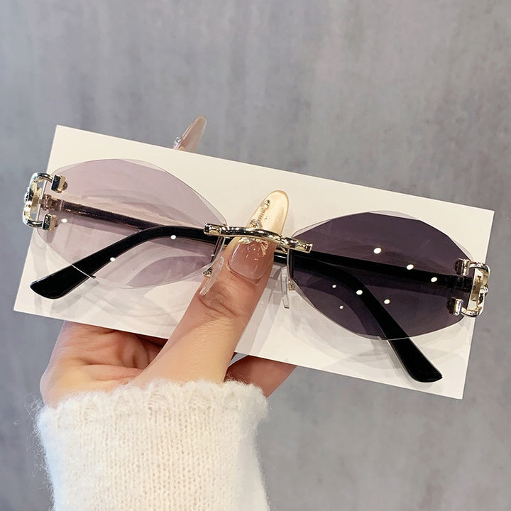 Women's futuristic sunglasses with striking hexagonal frame and high-quality glitter accents Stornfield