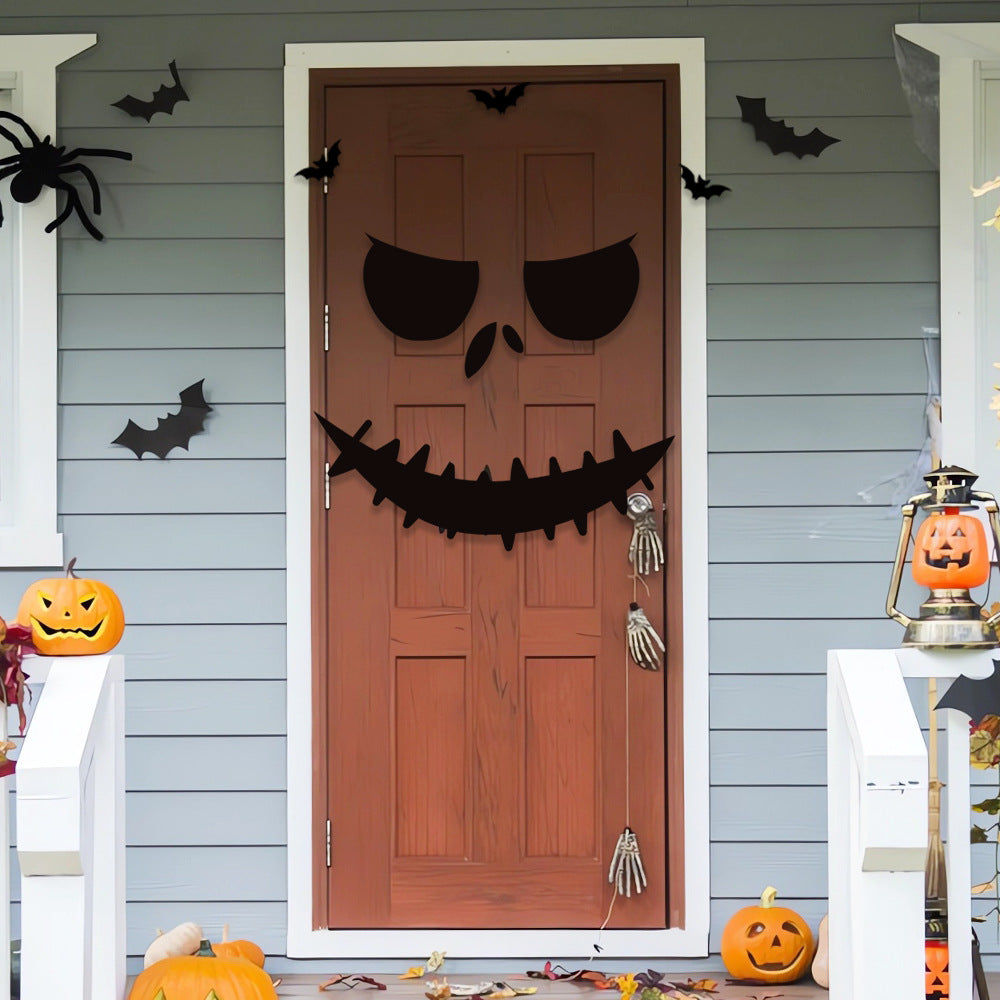 Large-format self-adhesive wall sticker spooky zombie with pumpkin silhouette