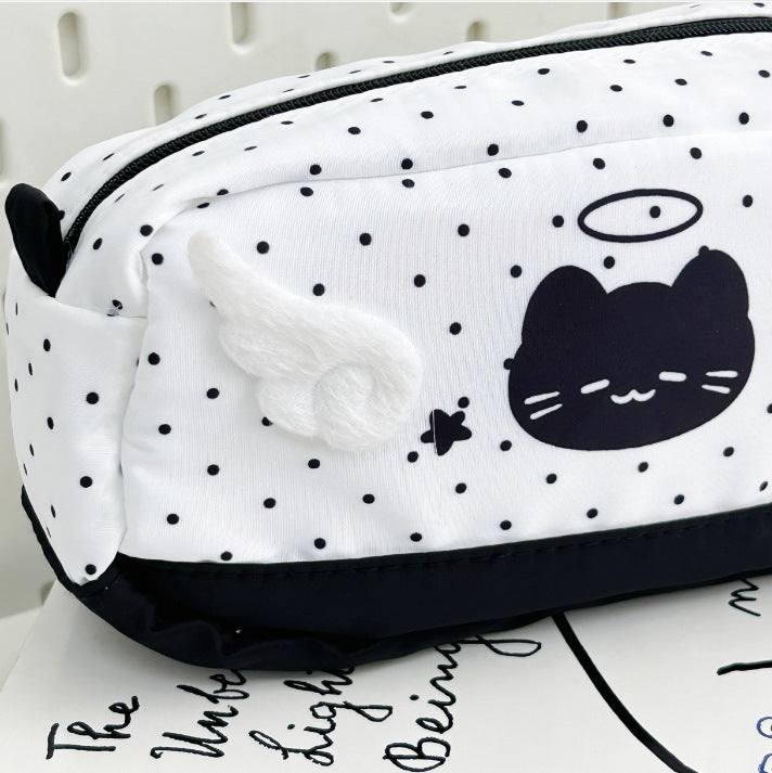 Cute Angel Cat-Themed Pencil Pouch