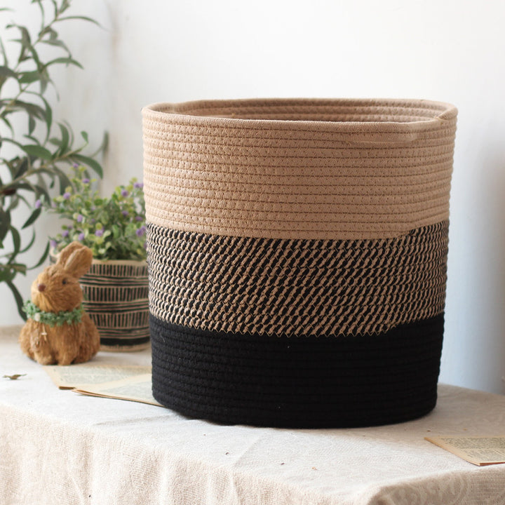Modern storage basket with gray knit pattern Stornfield
