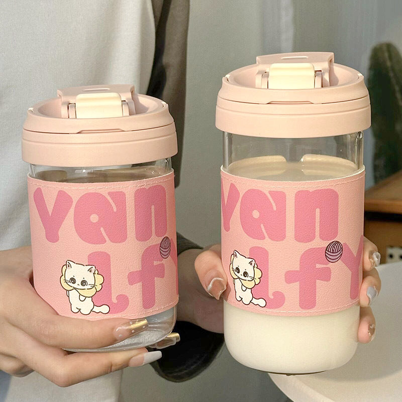 Ladies Insulated Drinking Cup with secure flip closure and cute cat design Stornfield