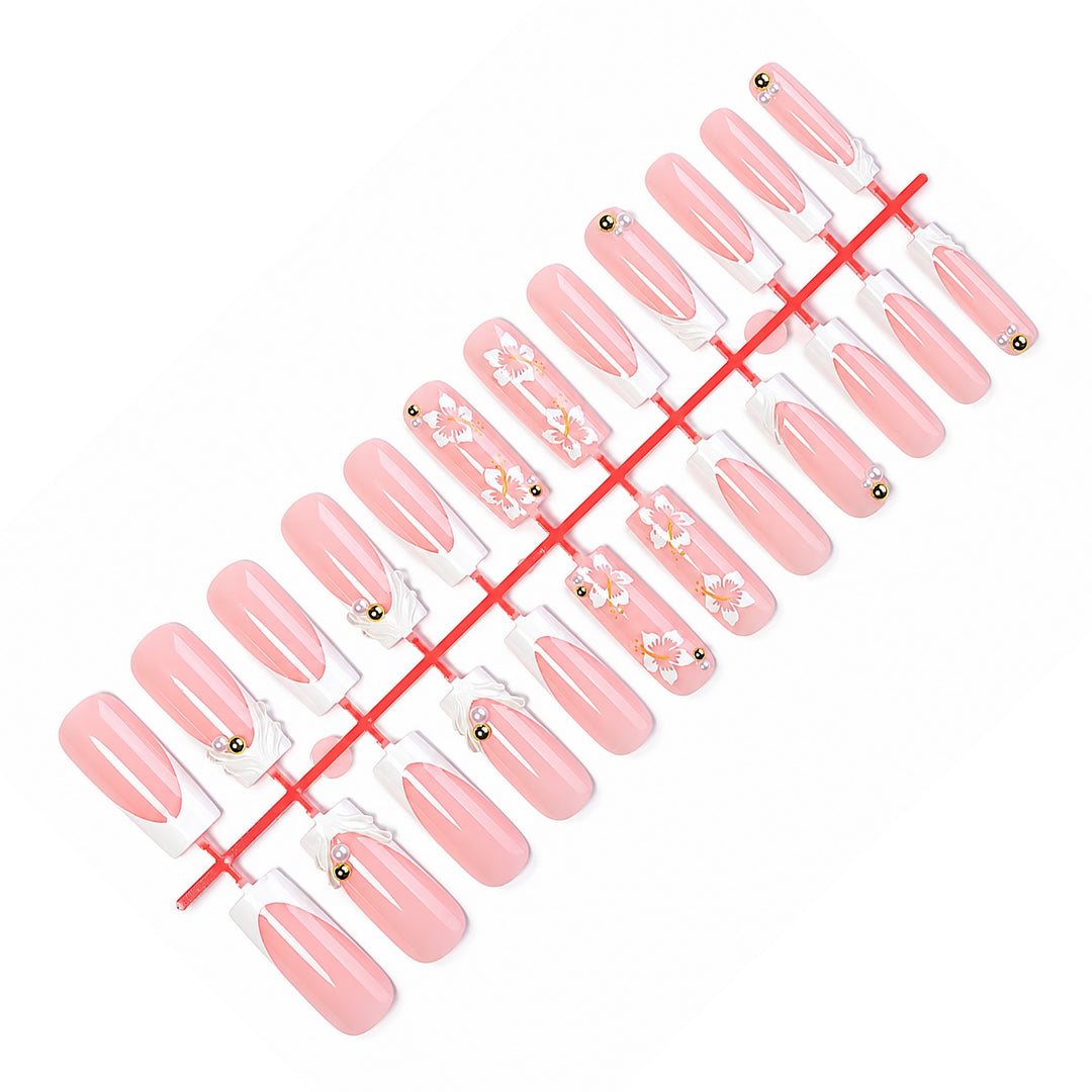 Artificial nail set with artistic flower designs Stornfield