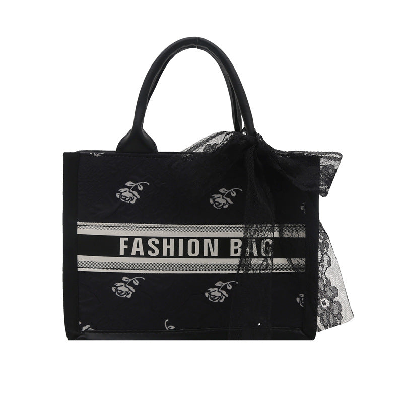 Fashionable Tote Bag with Lace Detail