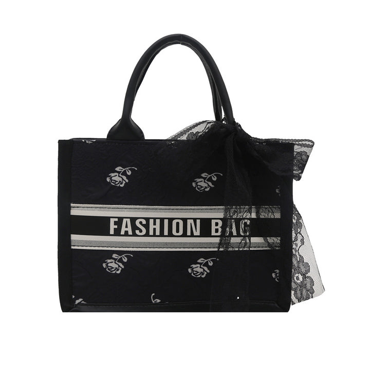 Fashionable Tote Bag with Lace Detail