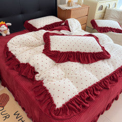 Luxurious Velvet Ruffled Bedding Set