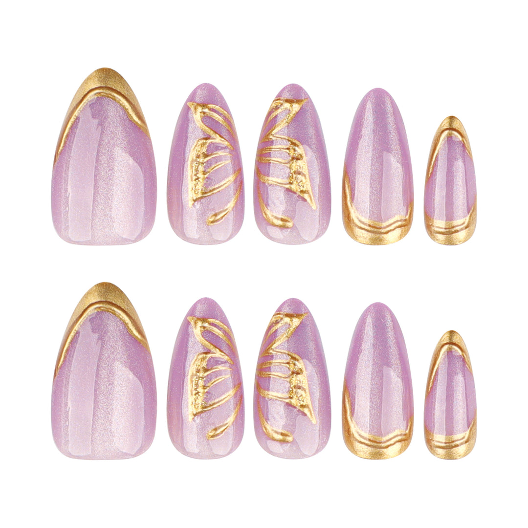 Artful Nail Extensions with Golden Accents Stornfield