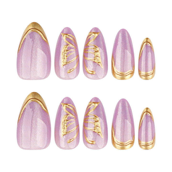 Artful Nail Extensions with Golden Accents Stornfield