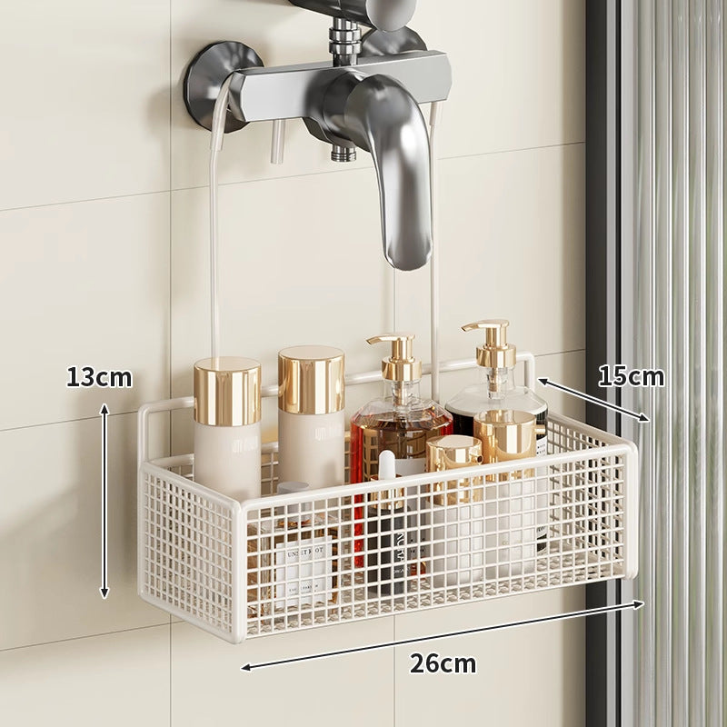 Overhead Faucet Hanging Mesh Shower Caddy with Hook Rack