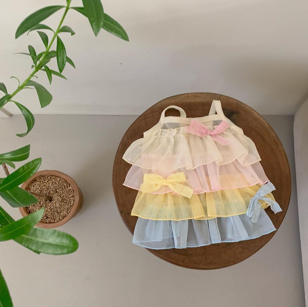 Layered Sheer Tulle Harness Tutu Skirt with Satin  Accent