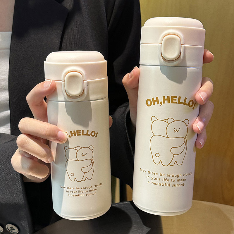 Ladies Insulated Drinking Bottle with Cute Animal Design and Practical Flip Top Stornfield