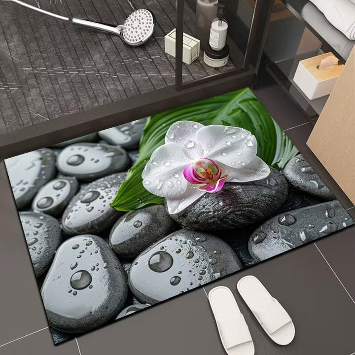 Reflective Floral Bath Mat