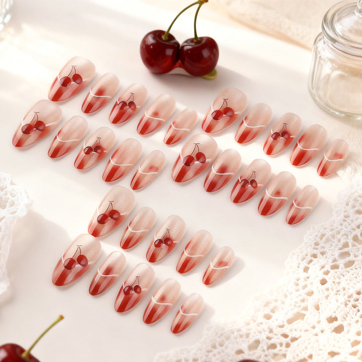 Cherry-Themed Press-On Nail Art Set Stornfield