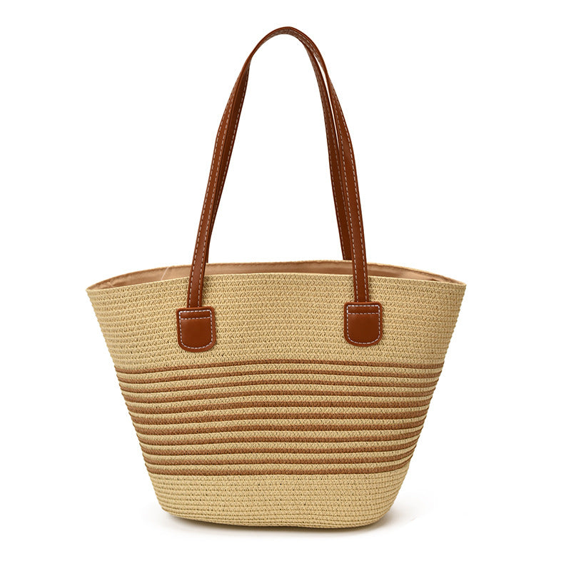 Woven Straw Beach Tote Bag