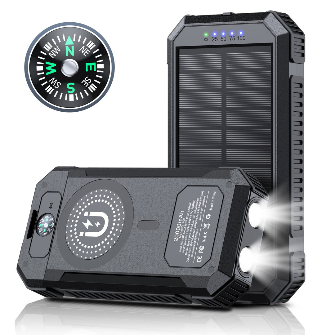 Portable Solar Power Bank with LED Light and Compass Stornfield