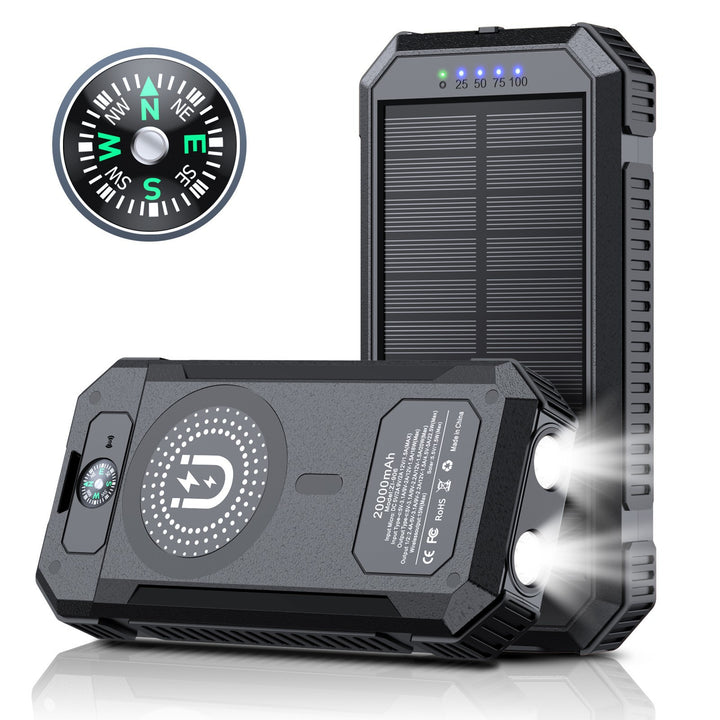 Portable Solar Power Bank with LED Light and Compass Stornfield