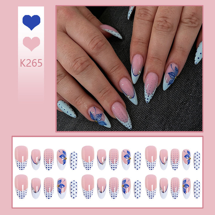 Artificial Nail Set with Decorative Polka Dots and Floral Accents Stornfield