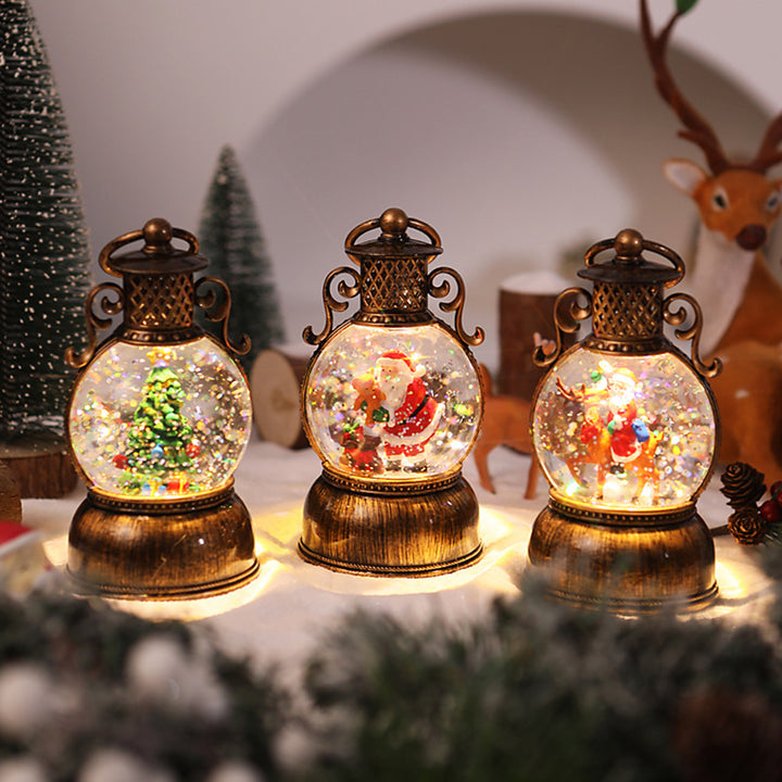 Nostalgic Christmas lantern with movable snowman scene Stornfield