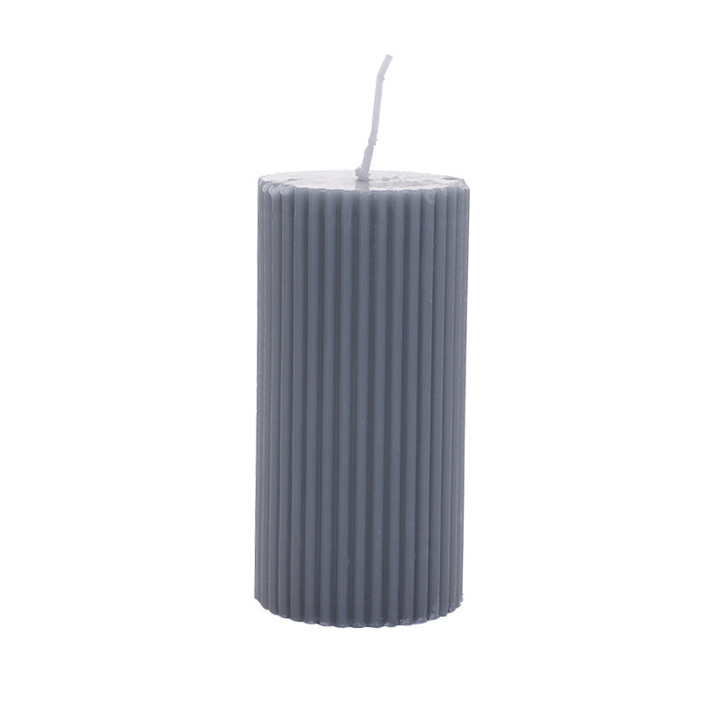 Ribbed Unscented Pillar Candle with Vertical Fluted Texture