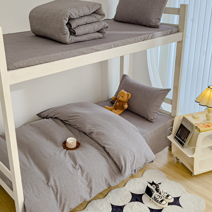 Lightweight Cotton Bunk-Bed Bedding Set with Duvet Cover Pillowcase and Fitted Sheet
