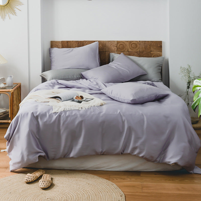 Finest cotton satin duvet cover and pillowcase set with reversible finish and concealed zipper