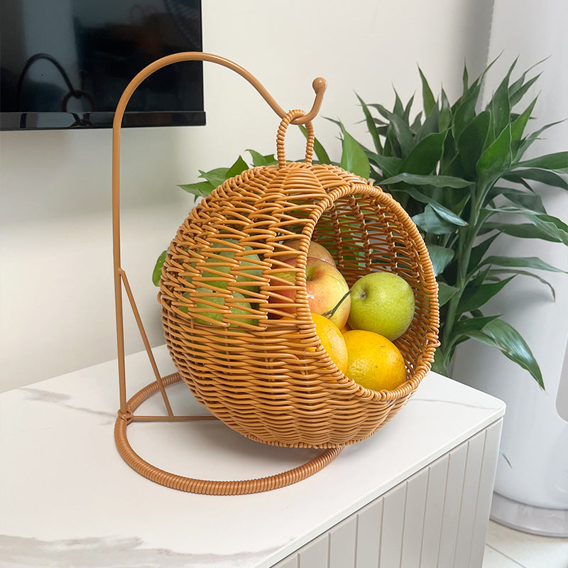 Women's Round Braided Basket with Stand Stornfield